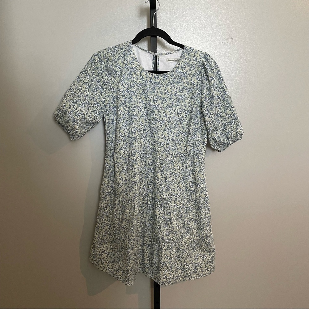 Abercrombie & Fitch Micro Floral Puff Sleeve Flounce Mini Dress Size XST
